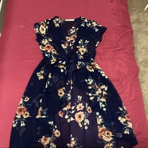 Navy blue floral shawl